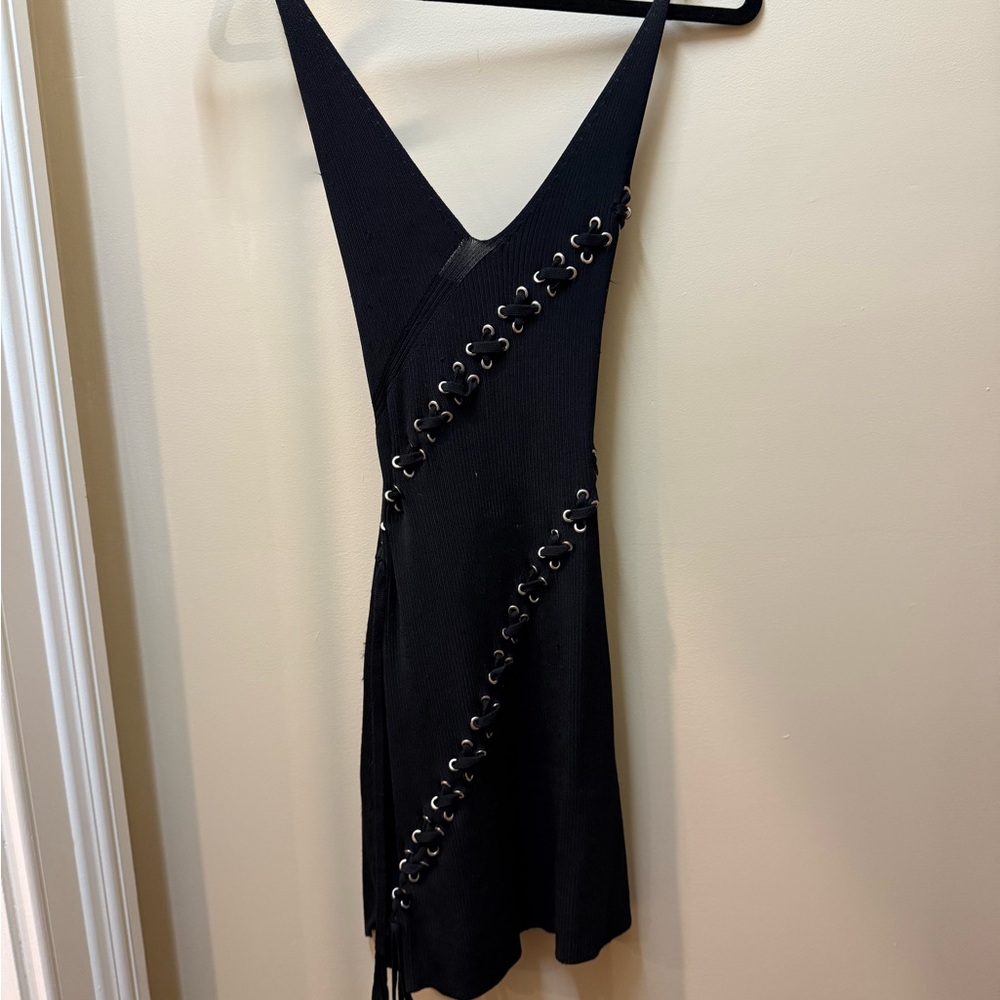 NBD Black Backless Dress with Eyelet Accents